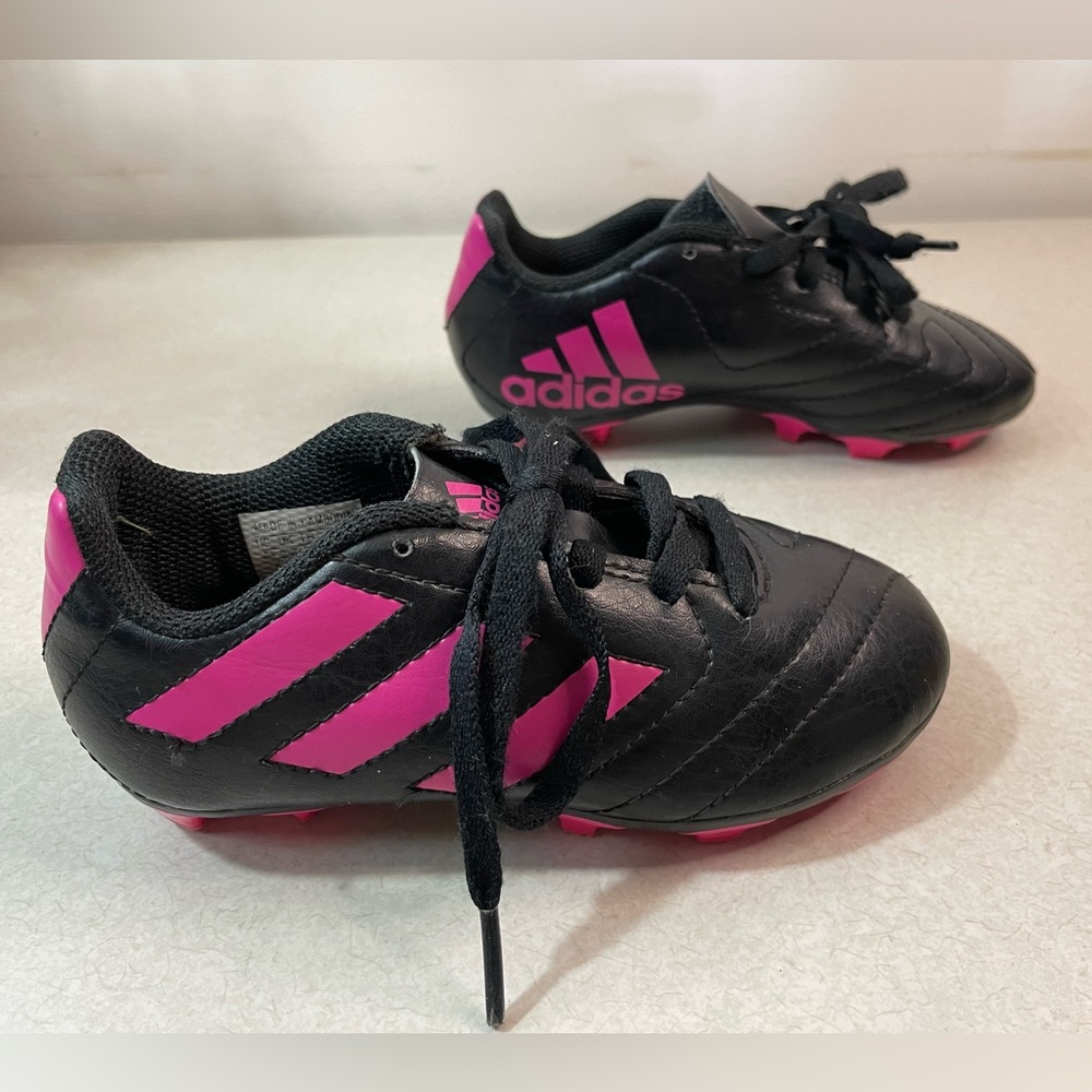 Adidas Girls Soccer Cleats Black Pink Size 10 - Picture 7 of 10